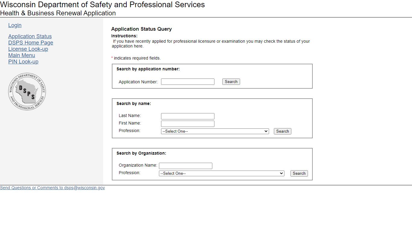 Wisconsin DRL - Credential Application Status